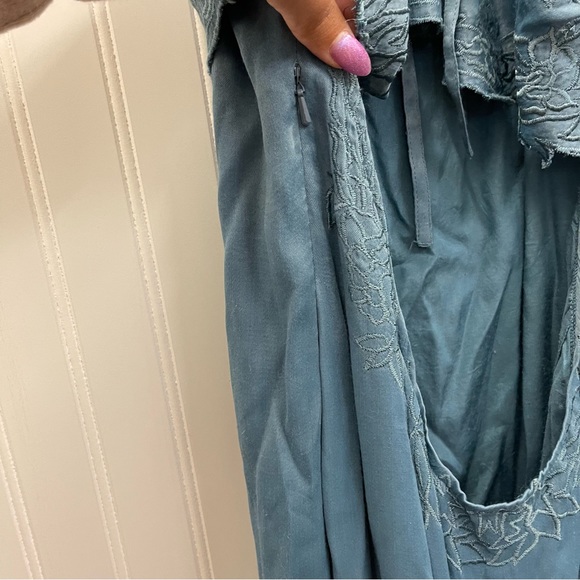 Free People Moonchild Embroidered Halter Maxi Dress Sz 12 - Picture 11 of 15